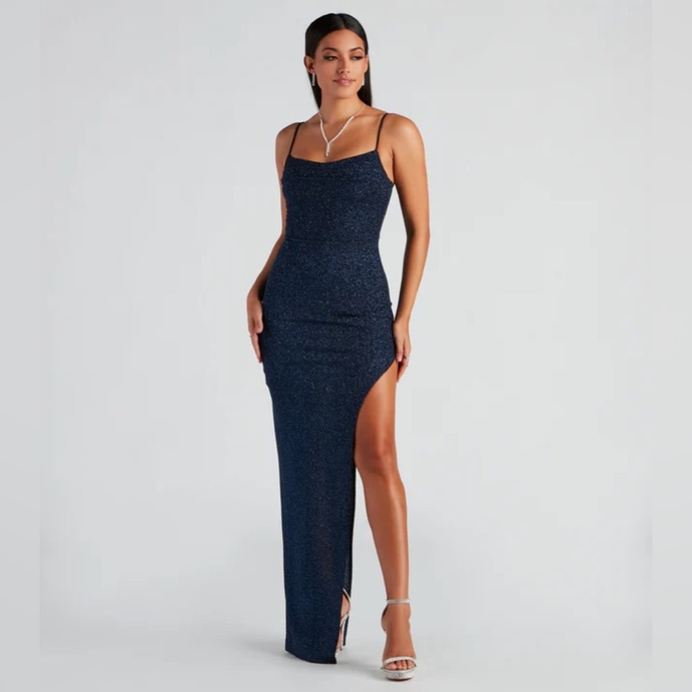 NWT Windsor Lola Formal High Slit Glitzy Glitter Dress